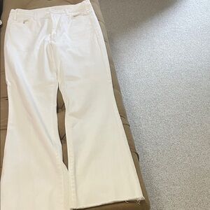 MOTHER White Wide-Leg Flare Jeans